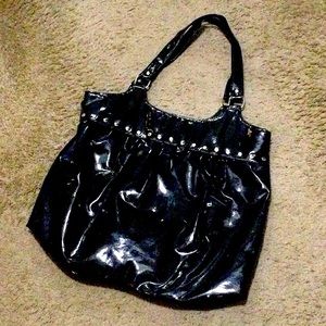 Large Black Faux Leather Tote
